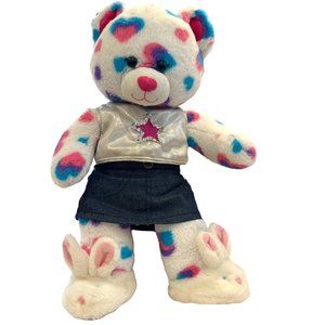 Build A Bear Denim Skirt Silver Tank Pink Star Rabbit Slippers Outfit Plush Clot
